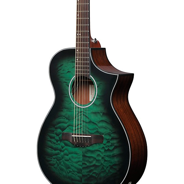 Ibanez AEWC16QA Auditorium Acoustic-Electric Guitar - Transparent Emerald Burst