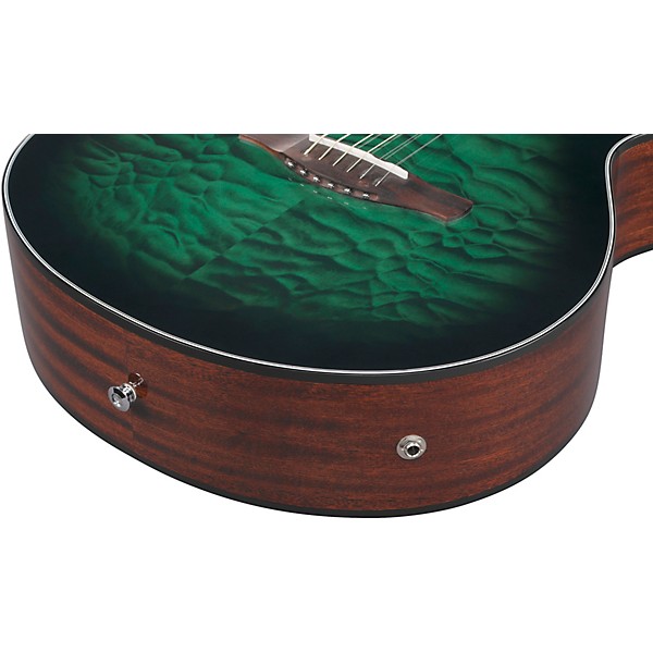 Ibanez AEWC16QA Auditorium Acoustic-Electric Guitar - Transparent Emerald Burst