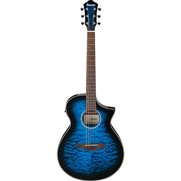 Ibanez AEWC16QA Auditorium Acoustic-Electric Guitar - Transparent Blue Sunburst