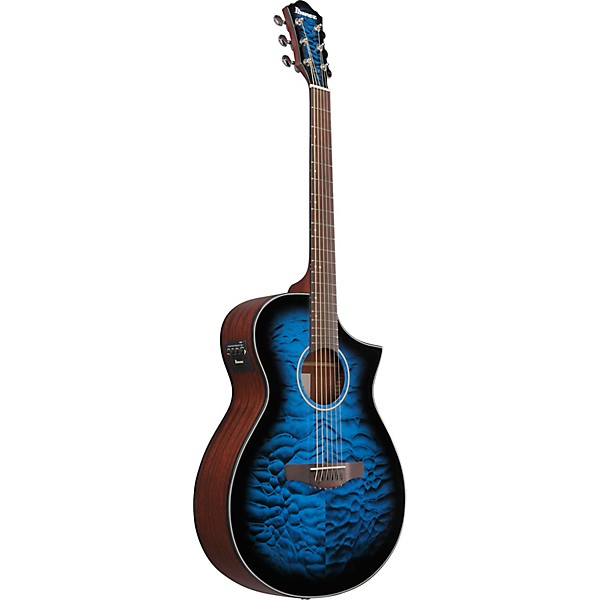 Ibanez AEWC16QA Auditorium Acoustic-Electric Guitar - Transparent Blue Sunburst