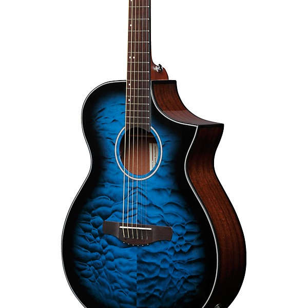 Ibanez AEWC16QA Auditorium Acoustic-Electric Guitar - Transparent Blue Sunburst