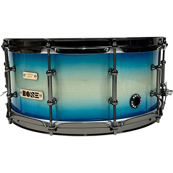 BONE Drums TRUE Carbon Fiber Hybrid Snare Drum with Black Nickel Hardware 14 x 6.5 in. Ocean Blue Burst