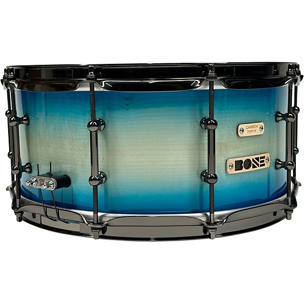 BONE Drums TRUE Carbon Fiber Hybrid Snare Drum with Black Nickel Hardware 14 x 8.5 in. Ocean Blue Burst