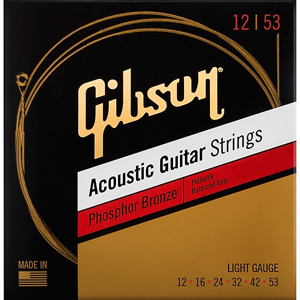 Gibson 12-String Phosphor Bronze Acoustic Guitar Strings Light