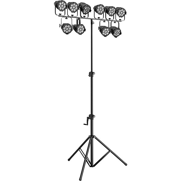 K&M 24730 Dual Crank Audio/Lighting Stand Black