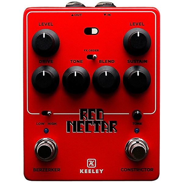 Keeley Electronics Red Nectar Overdrive and Compressor Dual Effects Pedal Red