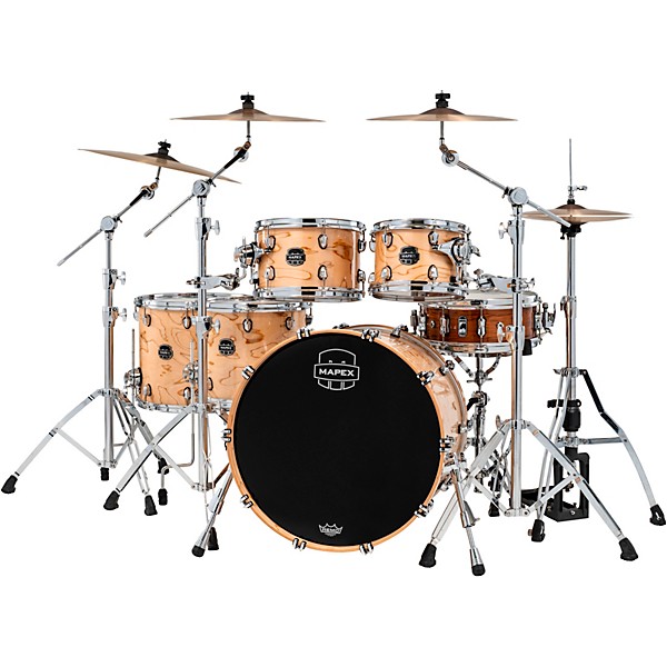 Mapex Saturn VI Studioease 5-Piece Shell Pack with 22" Bass Drum Exotic Natural Burl