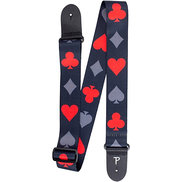 Perri's Playing Cards French Suit Polyester Guitar Strap Black 2 in.