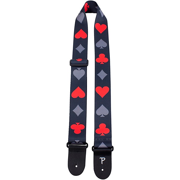 Perri's Playing Cards French Suit Polyester Guitar Strap Black 2 in.