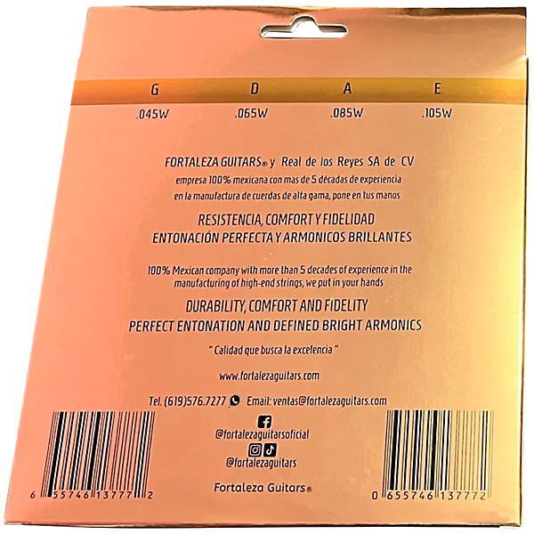 FORTALEZA GUITARS 4 String Nickel Electric Bass Strings 45 - 105