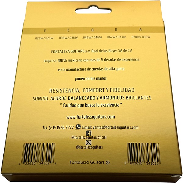 FORTALEZA GUITARS Stainless Steel Loop End Bajo Quinto Strings