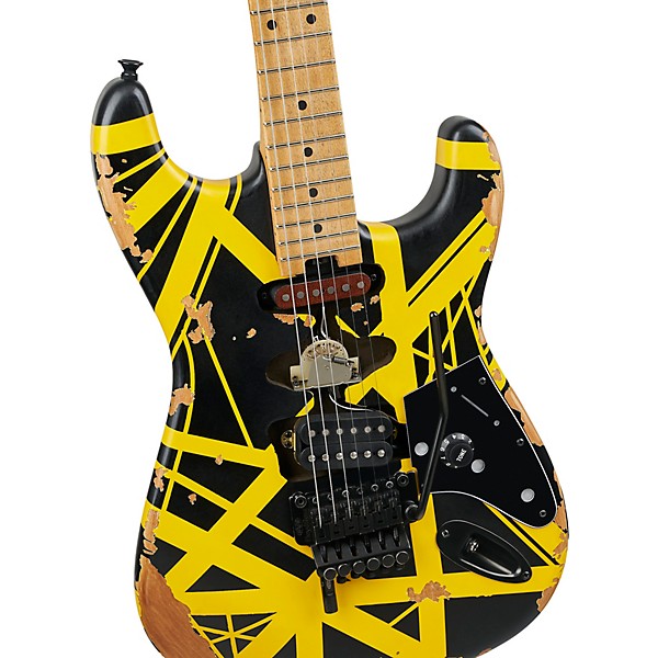 EVH Striped Series Frankenstein Frankie Electric Guitar - Aged Black and Yellow