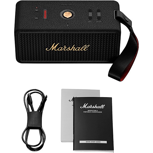 Marshall Middleton II Portable Bluetooth Speaker Black and Brass