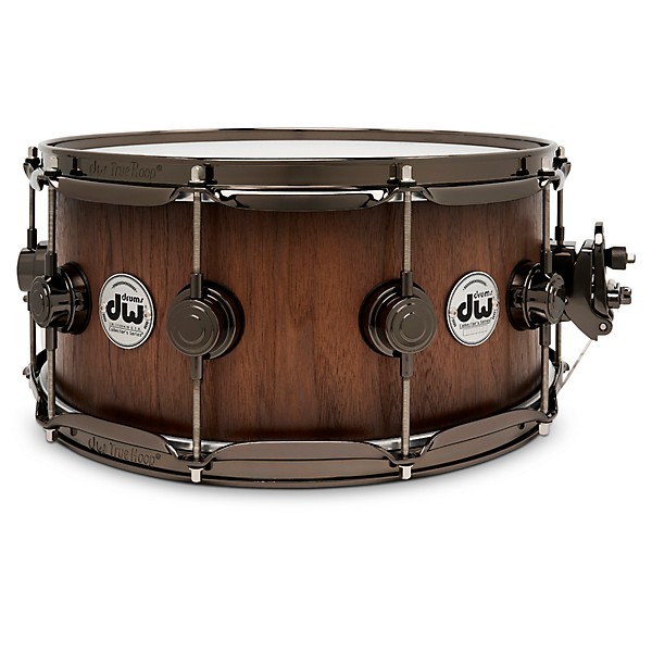 DW Pure Walnut Snare Drum - 14 x 6.5 in. Satin Quick Ebony Burst