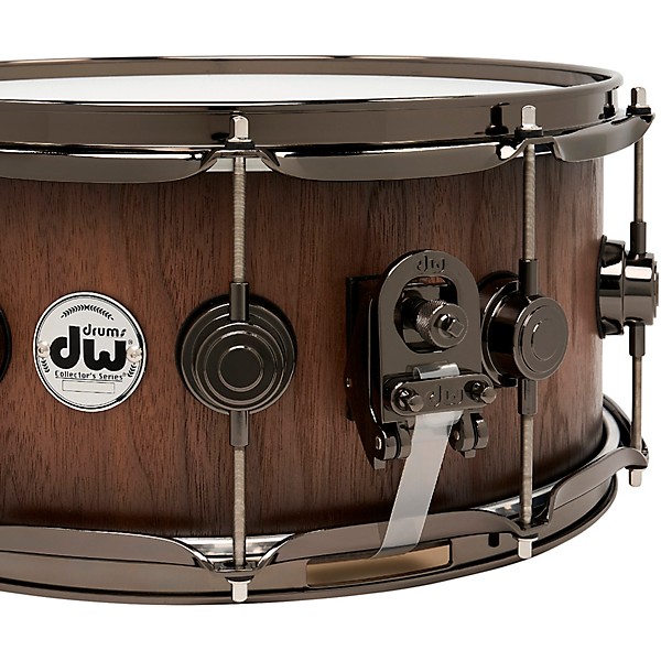 DW Pure Walnut Snare Drum - 14 x 6.5 in. Satin Quick Ebony Burst