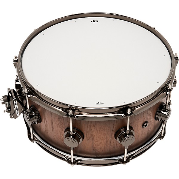 DW Pure Walnut Snare Drum - 14 x 6.5 in. Satin Quick Ebony Burst