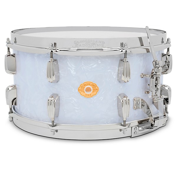 Slingerland Radio King Solid Maple Snare Drum - 14 x 7 in. White Marine Pearl Finish Ply