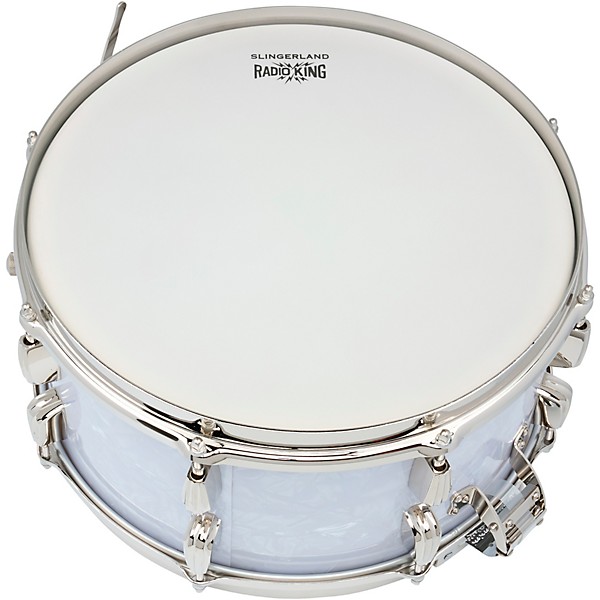 Slingerland Radio King Solid Maple Snare Drum - 14 x 7 in. White Marine Pearl Finish Ply