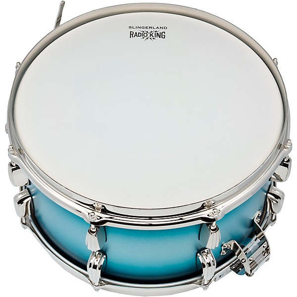 Slingerland Radio King Solid Maple Snare Drum - 14 x 7 in. Blue & Silver Lacquer