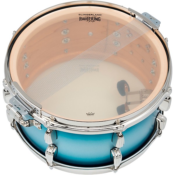 Slingerland Radio King Solid Maple Snare Drum - 14 x 7 in. Blue & Silver Lacquer
