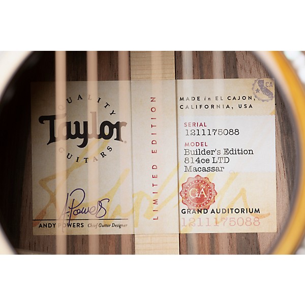 Taylor 814ce Builder's Edition Grand Auditorium Acoustic-Electric Guitar - Shaded Edge Burst