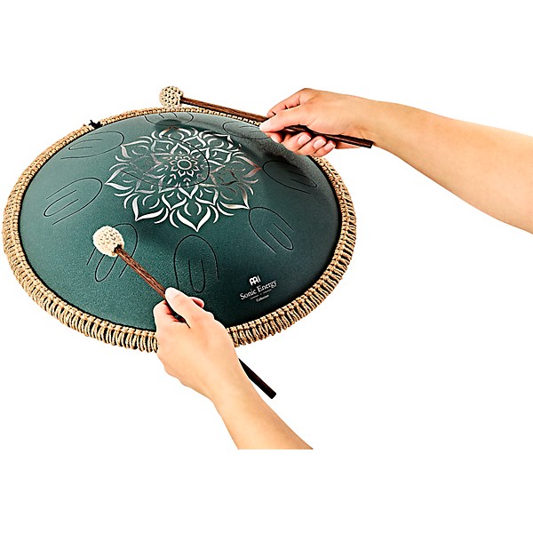 MEINL Sonic Energy 9-Note Octave Steel Tongue Drum - F Major, 16 in. Dark Green