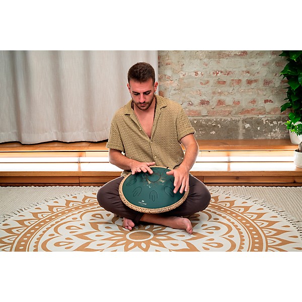 MEINL Sonic Energy 9-Note Octave Steel Tongue Drum - F Major, 16 in. Dark Green