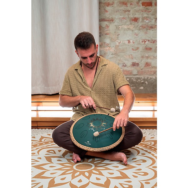 MEINL Sonic Energy 9-Note Octave Steel Tongue Drum - F Major, 16 in. Dark Green