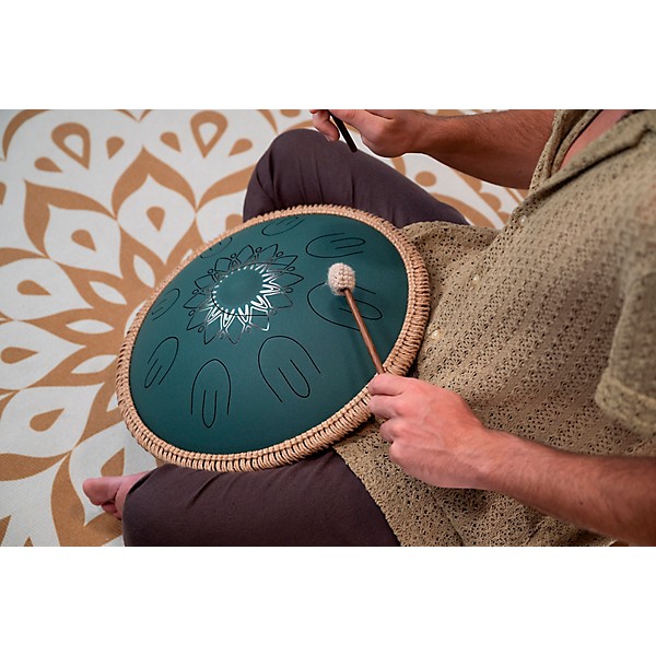 MEINL Sonic Energy 9-Note Octave Steel Tongue Drum - F Major, 16 in. Dark Green