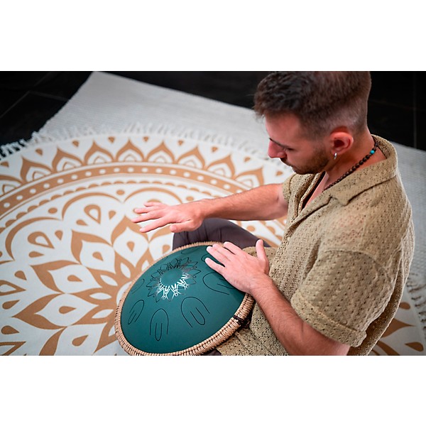 MEINL Sonic Energy 9-Note Octave Steel Tongue Drum - F Major, 16 in. Dark Green