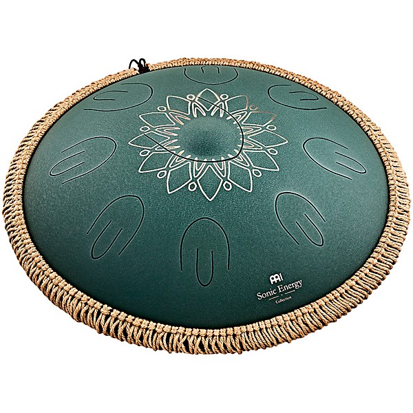 MEINL Sonic Energy 9-Note Octave Steel Tongue Drum - F# Minor, 16 in. Dark Green