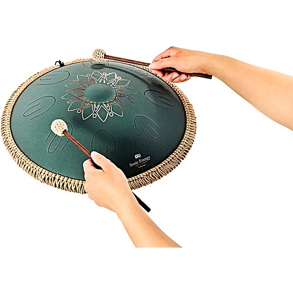 MEINL Sonic Energy 9-Note Octave Steel Tongue Drum - F# Minor, 16 in. Dark Green