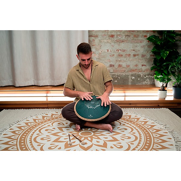 MEINL Sonic Energy 9-Note Octave Steel Tongue Drum - F# Minor, 16 in. Dark Green