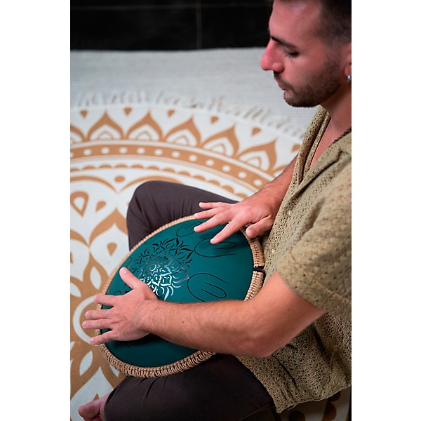 MEINL Sonic Energy 9-Note Octave Steel Tongue Drum - F# Minor, 16 in. Dark Green