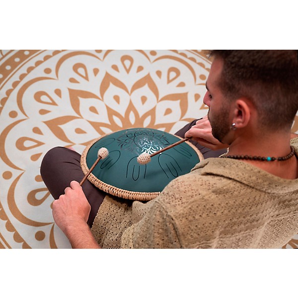 MEINL Sonic Energy 9-Note Octave Steel Tongue Drum - F# Minor, 16 in. Dark Green