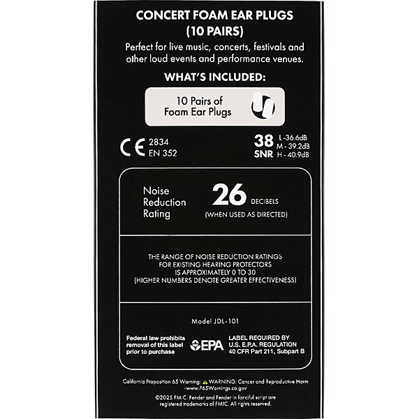 Fender Concert Ear Plugs - Fiesta Red 10