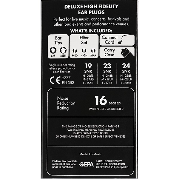 Fender Deluxe Hi-Fi Ear Plugs - Clear 2 pair