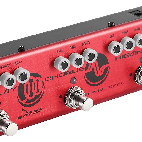 Donner Alpha Force Delay/Chorus/High-Gain Multi-Effects Pedal - Red and Black