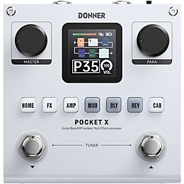 Donner Pocket X Guitar/Bass Amp Modeler and Multi-Effects Pedal - White