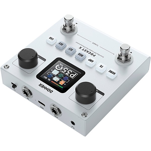 Donner Pocket X Guitar/Bass Amp Modeler and Multi-Effects Pedal - White