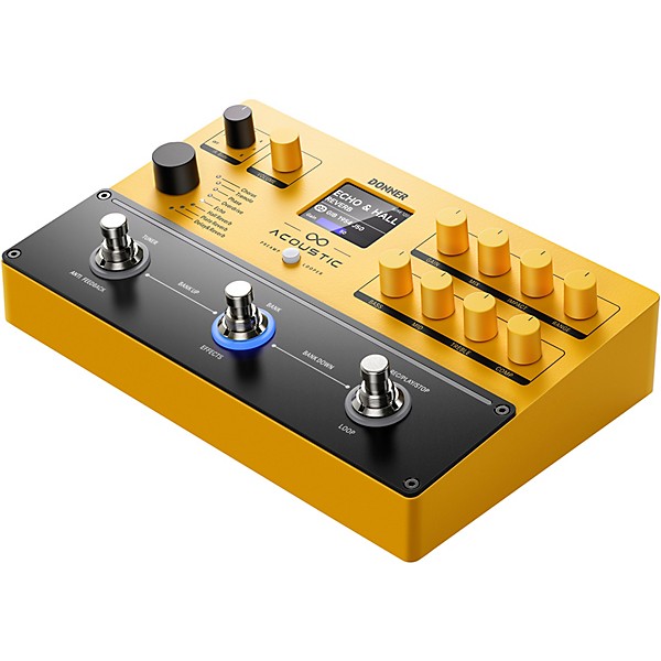 Donner APL Acoustic Guitar Preamp/Looper/Multi-Effects Pedal - Yellow