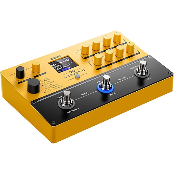 Donner APL Acoustic Guitar Preamp/Looper/Multi-Effects Pedal - Yellow