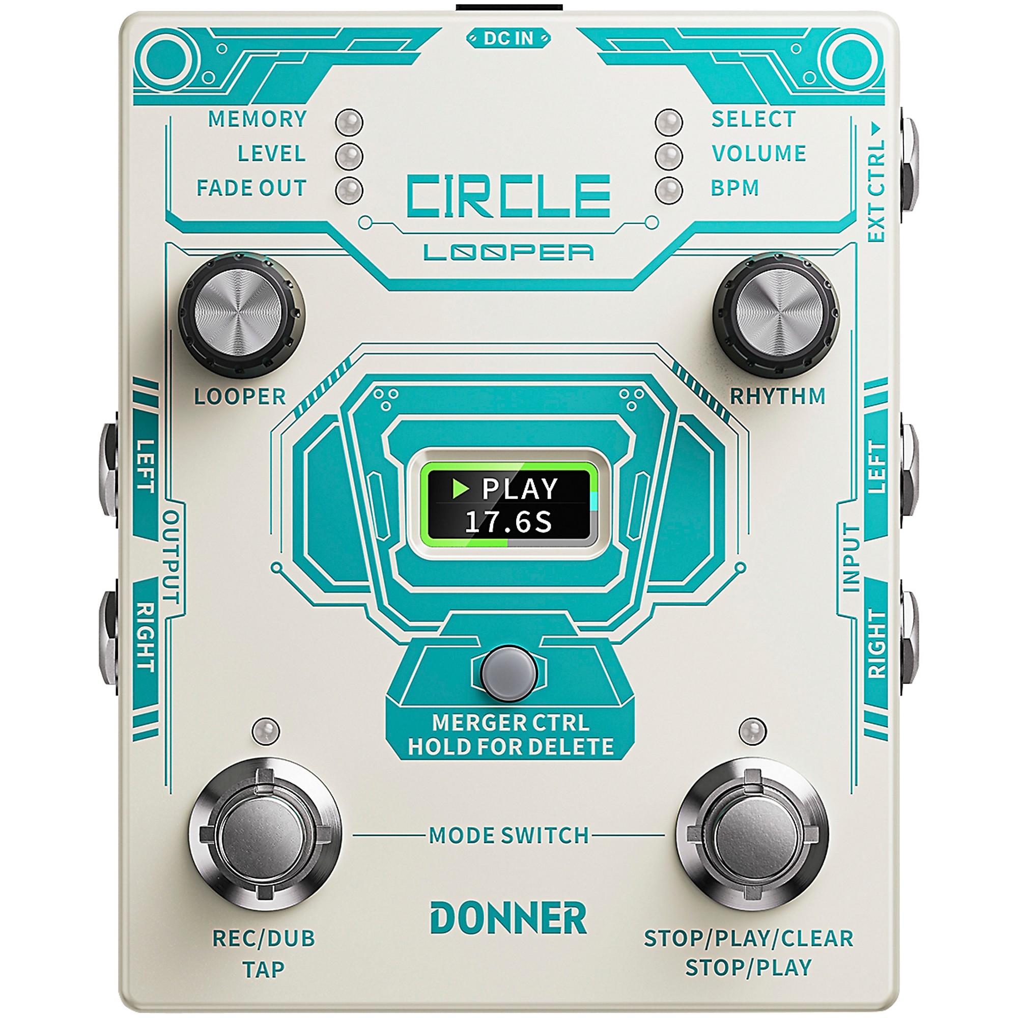 Donner Circle Looper Guitar Pedal - White and Blue | Guitar Center