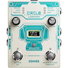 Donner Circle Looper Guitar Pedal - White and Blue