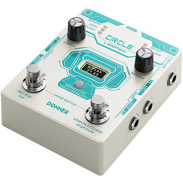 Donner Circle Looper Guitar Pedal - White and Blue