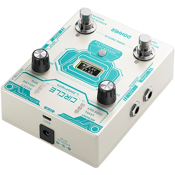 Donner Circle Looper Guitar Pedal - White and Blue