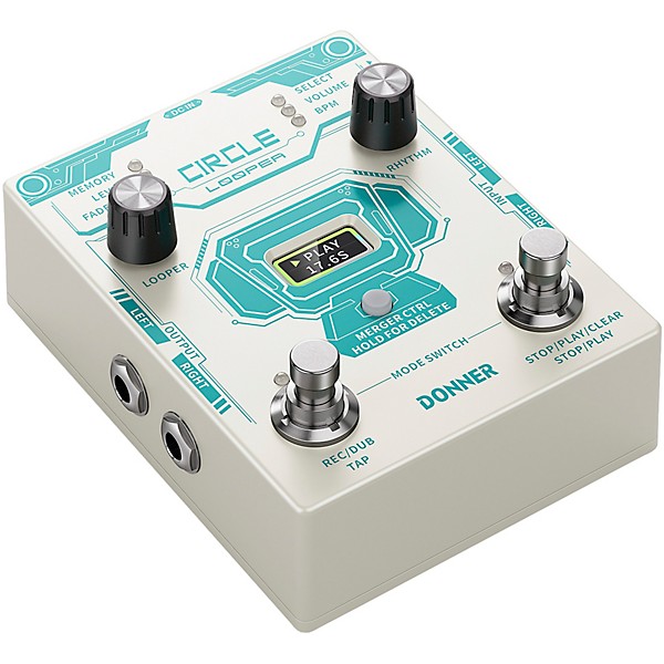 Donner Circle Looper Guitar Pedal - White and Blue