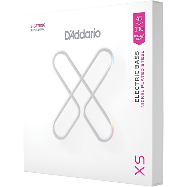 D'Addario XS Nickel Bass Super Long Scale Electric Bass Guitar Strings - Regular Light (45 - 130)