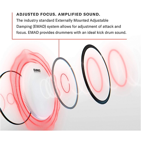 EVANS EMAD UV2 Bass Drumhead With Tom Hoop - 16 in.