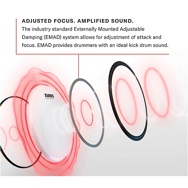 EVANS EMAD UV2 Bass Drumhead With Tom Hoop - 18 in.